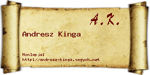 Andresz Kinga névjegykártya